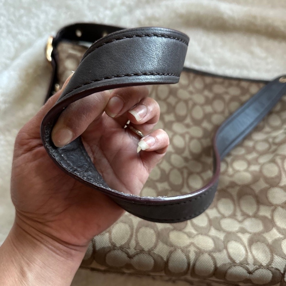 Coach Tan and Dark Brown Signature Shoulder Bag - Picture 7 of 11